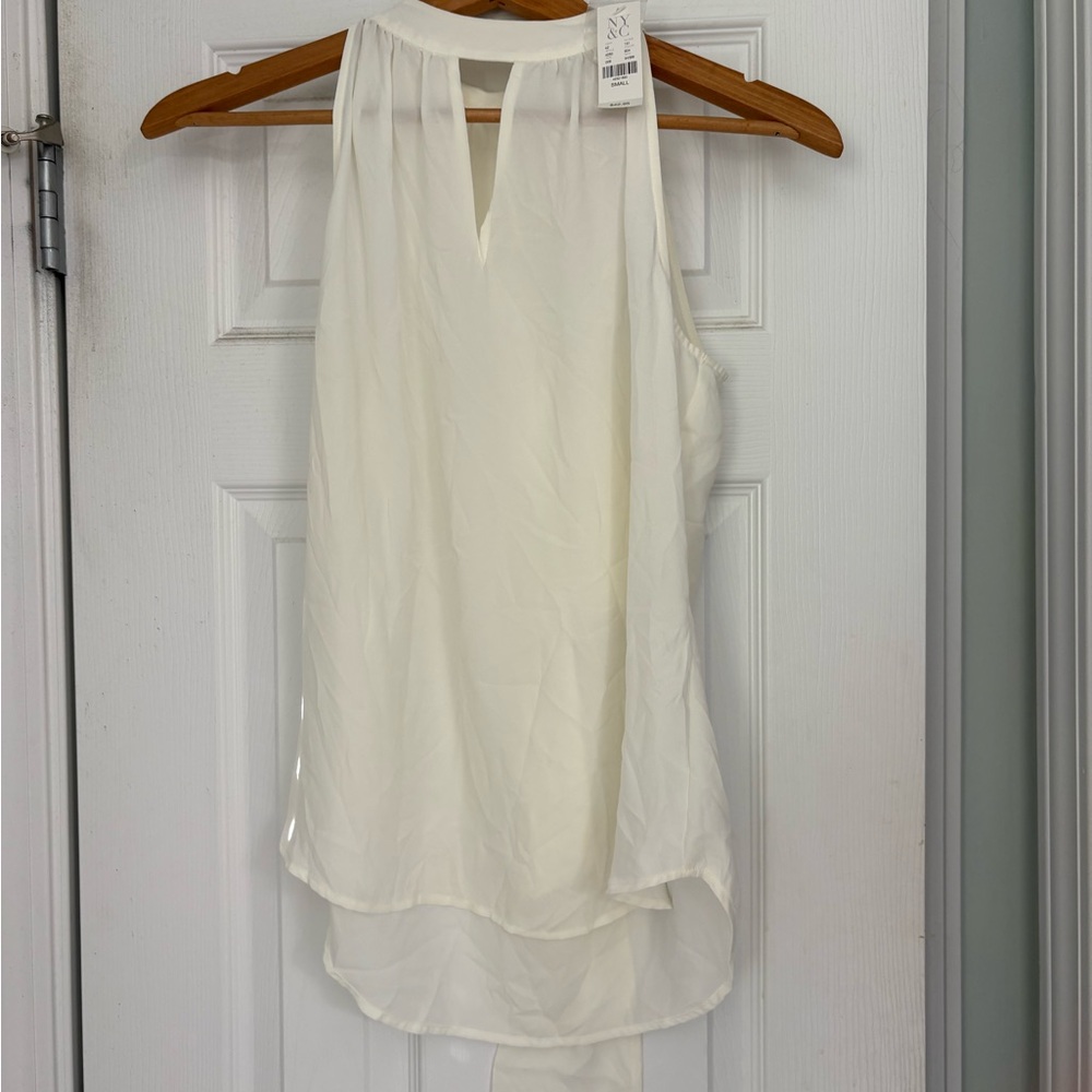 New York & Company Cream Sleeveless Blouse